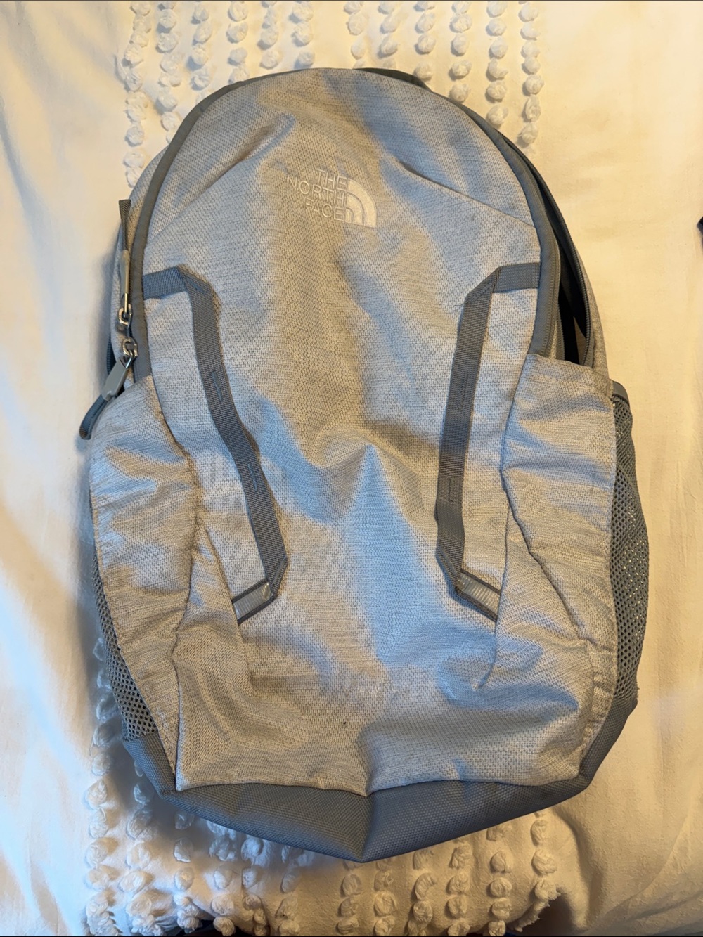 The North Face Light Gray Men's Backpack with Side Mesh Pockets
